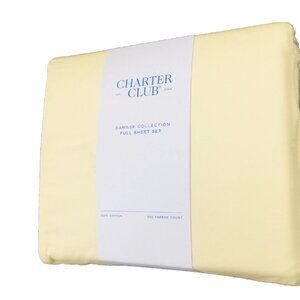 Charter Club Damask Solid 550 TC 100% Cotton FULL Sheet Set in BUTTERCUP YELLOW
